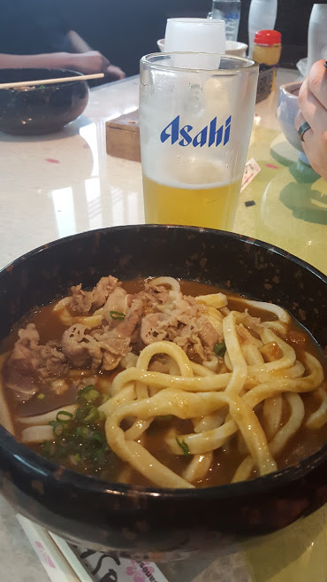 Curry Udon... with beer, of course